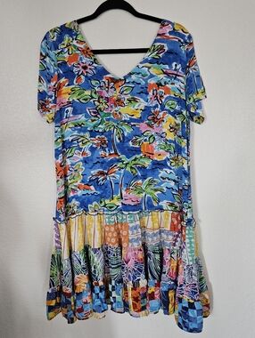 Vintage Jams World Hawaiian Hattie Dress in Tropical Breeze Pattern - Medium